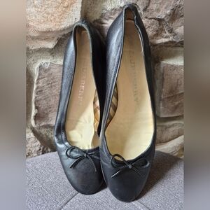Burberry Black Leather Flats with Bow